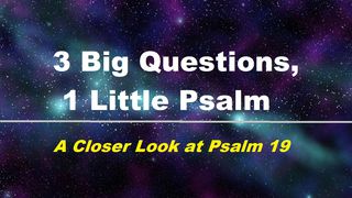 3 Big Questions, 1 Little Psalm Psalms 19:11-14 The Message