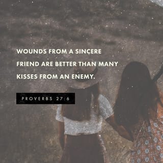 Proverbs 27:5-6 - Open rebuke is better
Than love carefully concealed.
Faithful are the wounds of a friend,
But the kisses of an enemy are deceitful.