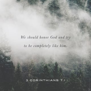 2 Corinthians 7:1 - Therefore, since we have these [great and wonderful] promises, beloved, let us cleanse ourselves from everything that contaminates body and spirit, completing holiness [living a consecrated life—a life set apart for God’s purpose] in the fear of God.