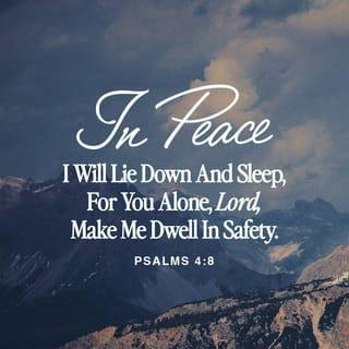 Psalms 4:8 - In peace [and with a tranquil heart] I will both lie down and sleep,
For You alone, O LORD, make me dwell in safety and confident trust.