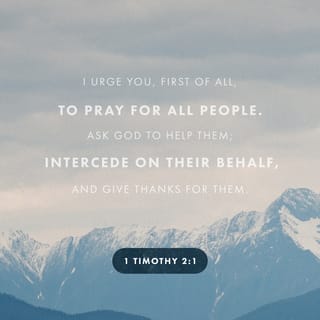 1 Timothy 2:1-3 - I urge you, first of all, to pray for all people. Ask God to help them; intercede on their behalf, and give thanks for them. Pray this way for kings and all who are in authority so that we can live peaceful and quiet lives marked by godliness and dignity. This is good and pleases God our Savior