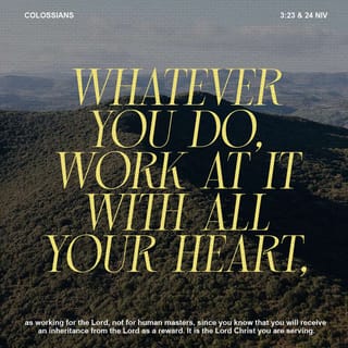 Colossians 3:23 - Whatever you do [whatever your task may be], work from the soul [that is, put in your very best effort], as [something done] for the Lord and not for men