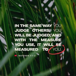 Matthew 7:1-3 - “Do not judge, or you too will be judged. For in the same way you judge others, you will be judged, and with the measure you use, it will be measured to you.
“Why do you look at the speck of sawdust in your brother’s eye and pay no attention to the plank in your own eye?
