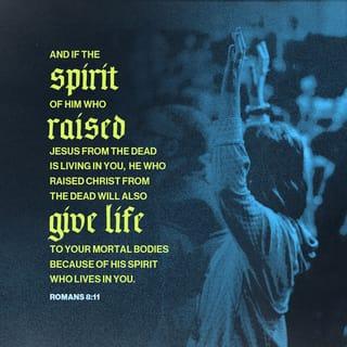 Romans 8:11-17 - The Spirit of God, who raised Jesus from the dead, lives in you. And just as God raised Christ Jesus from the dead, he will give life to your mortal bodies by this same Spirit living within you.
Therefore, dear brothers and sisters, you have no obligation to do what your sinful nature urges you to do. For if you live by its dictates, you will die. But if through the power of the Spirit you put to death the deeds of your sinful nature, you will live. For all who are led by the Spirit of God are children of God.
So you have not received a spirit that makes you fearful slaves. Instead, you received God’s Spirit when he adopted you as his own children. Now we call him, “Abba, Father.” For his Spirit joins with our spirit to affirm that we are God’s children. And since we are his children, we are his heirs. In fact, together with Christ we are heirs of God’s glory. But if we are to share his glory, we must also share his suffering.