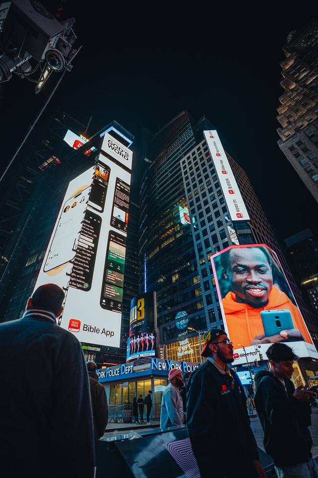 YouVersion ads light up Times Square in New York City.