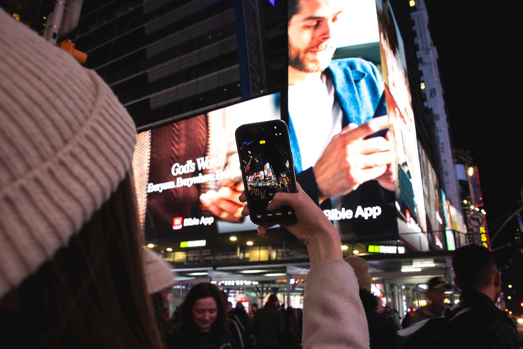 YouVersion ads light up Times Square in New York City.