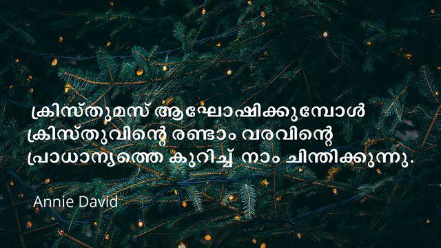 ക്രിസ്തുമസ് ആഘോഷിക്കുമ്പോൾ ക്രിസ്തുവിന്റെ രണ്ടാം വരവിന്റെ പ്രാധാന്യത്തെ കുറിച്ച്  നാം ചിന്തിക്കുന്നു