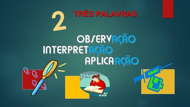B) 3 PALAVRAS - OBSERVAÇÃO, INTERPRETAÇÃO E APLICAÇÃO