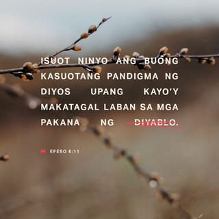 Mga Taga-Efeso 6:11 - Mangagbihis kayo ng buong kagayakan ng Dios, upang kayo'y magsitibay laban sa mga lalang ng diablo.
