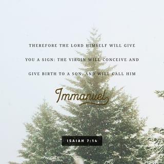 Isaiah 7:14 - Therefore the Lord Himself will give you a sign: Behold, the virgin will conceive and give birth to a son, and she will name Him Immanuel.
