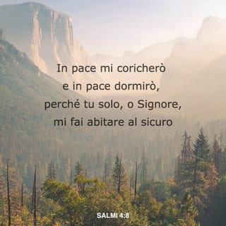 Salmi 4:8 - In pace mi coricherò e in pace dormirò, perché tu solo, o SIGNORE, mi fai abitare al sicuro.