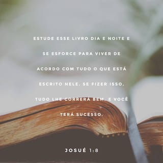 Josué 1:8 - Fale sempre das palavras deste Livro da Lei e medite nelas de dia e de noite. Faça tudo o que nele estiver escrito. Então tudo o que você fizer correrá bem e terá sucesso.