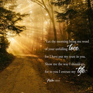 Psalms 143:8 - Let me hear of your unfailing love each morning,
for I am trusting you.
Show me where to walk,
for I give myself to you.