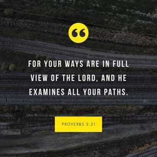 Proverbs 5:21-23 - For the LORD sees clearly what a man does,
examining every path he takes.
An evil man is held captive by his own sins;
they are ropes that catch and hold him.
He will die for lack of self-control;
he will be lost because of his great foolishness.