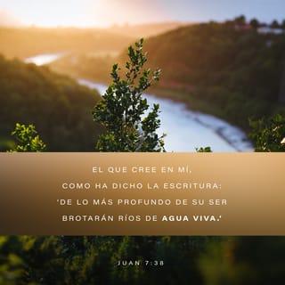 JUAN 7:38 - el que cree en mí. La Escritura dice que de sus entrañas brotarán ríos de agua viva.