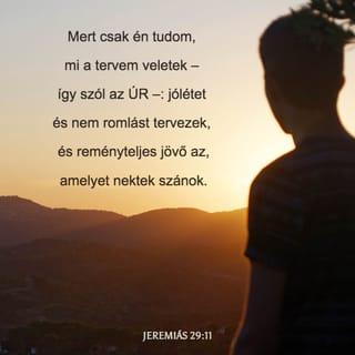 Jeremiás 29:11-13 - Mert csak én tudom, mi a tervem veletek – így szól az ÚR –: jólétet és nem romlást tervezek, és reményteljes jövő az, amelyet nektek szánok. Ha segítségül hívtok, és állhatatosan imádkoztok hozzám, akkor meghallgatlak benneteket. Ha kerestek majd, megtaláltok engem, ha teljes szívből kutattok utánam.