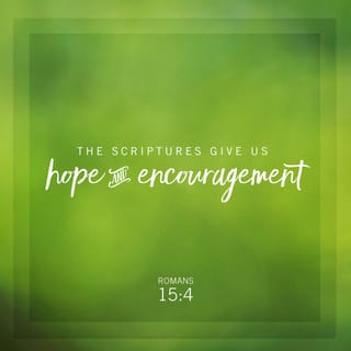Romans 15:4 - Everything that was written in the past was written to teach us. Those things were written so that we could have hope. That hope comes from the patience and encouragement that the Scriptures give us.