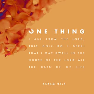 Psalms 27:4 - The one thing I ask of the LORD—
the thing I seek most—
is to live in the house of the LORD all the days of my life,
delighting in the LORD’s perfections
and meditating in his Temple.