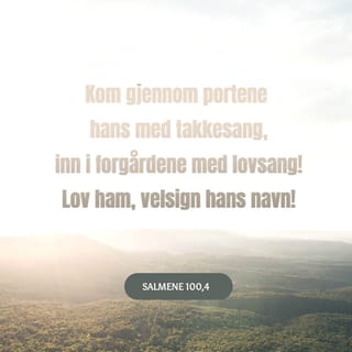 Salmenes bok 100:4 - Gå inn gjennom Hans porter med takkesang og inn i Hans forgårder med lovprisning! Pris Ham og lov Hans navn!