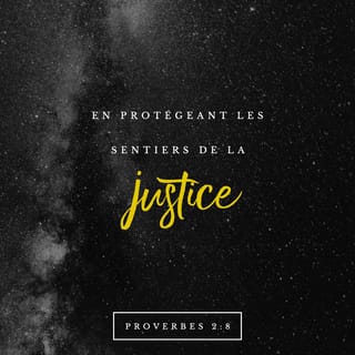 Proverbes 2:7-8 - Il réserve le salut à ceux qui sont droits, et il est le bouclier de ceux qui marchent en intégrité,
Pour suivre les sentiers de la justice. Il gardera la voie de ses bien-aimés.