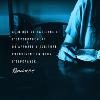 Romains 15:4 - Or tout ce qui a été consigné autrefois dans l’Ecriture l’a été pour nous instruire, afin que la patience et l’encouragement qu’apporte l’Ecriture produisent en nous l’espérance.