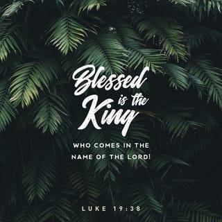 Luke 19:38 - saying, Blessed is the King that cometh in the name of the Lord: peace in heaven, and glory in the highest.