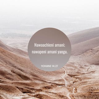 Yohana 14:27 - Amani nawaachia, amani yangu nawapa, amani hii niwapayo si kama ile ulimwengu utoayo. Msifadhaike mioyoni mwenu, wala msiogope.