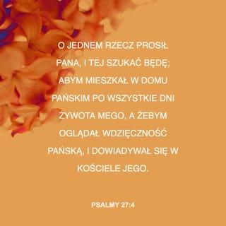 Psalmów 27:4 - O jedno proszę PANA i o to będę zabiegał: abym mieszkał w domu PANA po wszystkie dni mego życia, abym oglądał piękno PANA i dowiadywał się w jego świątyni.