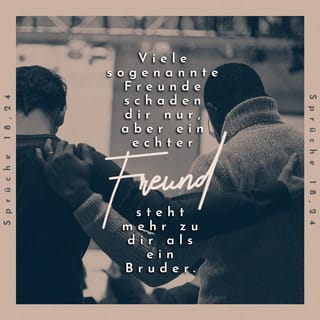Sprüche 18:24 - Ein Mann vieler Freunde wird zu Grunde gehen; doch es gibt einen, der liebt und anhänglicher ist als ein Bruder.