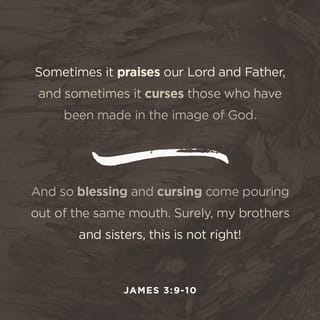 James 3:9-10 - My dear friends, with our tongues we speak both praises and curses. We praise our Lord and Father, and we curse people who were created to be like God, and this isn't right.