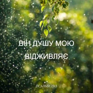 Псалми 23:2-3 - В зелених луках Він дає мені спочити,
веде мене повз тихі води озерні.
Він оживляє мою душу,
шляхами добрими ведучи мене,
являючи всю доброту Свою.