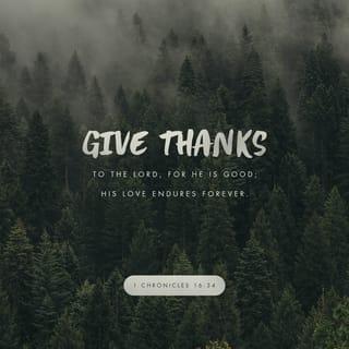 1 Chronicles 16:34 - Give thanks to the LORD, because he is good;
his love is eternal.