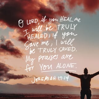 Jeremiah 17:14 - You, LORD, are the one I praise.
So heal me and rescue me!
Then I will be completely well
and perfectly safe.