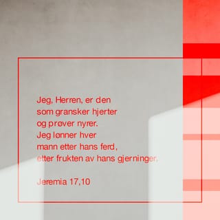 Jeremia 17:10 - Jeg, Herren, ransaker hjerter og prøver nyrer og gir enhver efter hans ferd, efter frukten av hans gjerninger.