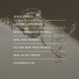 Johannes 6:35 - Jesus svarte: «Jeg er livets brød. Den som kommer til meg, skal ikke hungre, og den som tror på meg, skal aldri tørste.