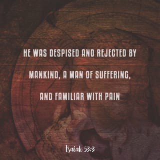 Isaiah 53:3-9 - He was despised and rejected by mankind,
a man of suffering, and familiar with pain.
Like one from whom people hide their faces
he was despised, and we held him in low esteem.

Surely he took up our pain
and bore our suffering,
yet we considered him punished by God,
stricken by him, and afflicted.
But he was pierced for our transgressions,
he was crushed for our iniquities;
the punishment that brought us peace was on him,
and by his wounds we are healed.
We all, like sheep, have gone astray,
each of us has turned to our own way;
and the LORD has laid on him
the iniquity of us all.

He was oppressed and afflicted,
yet he did not open his mouth;
he was led like a lamb to the slaughter,
and as a sheep before its shearers is silent,
so he did not open his mouth.
By oppression and judgment he was taken away.
Yet who of his generation protested?
For he was cut off from the land of the living;
for the transgression of my people he was punished.
He was assigned a grave with the wicked,
and with the rich in his death,
though he had done no violence,
nor was any deceit in his mouth.