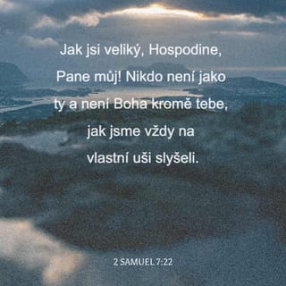 2 Samuel 7:22 - Jak jsi veliký, Hospodine, Pane můj! Nikdo není jako ty a není Boha kromě tebe, jak jsme vždy na vlastní uši slyšeli.