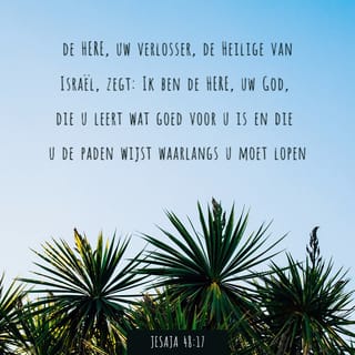 Jesaja 48:17 - Dit zegt de Heer, jullie Redder, de Heilige God van Israël: "Ik ben jullie Heer God. Ik leer jullie hoe jullie moeten leven zodat het goed met jullie zal gaan. Ik leid jullie.