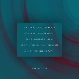 Romans 11:33 - Oh the depth of the riches both of the wisdom and the knowledge of God! How unsearchable are his judgements, and his ways past tracing out!