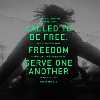 Galatians 5:13 You, my brothers and sisters, were called to be free. But do  not use your freedom to indulge the flesh; rather, serve one another humbly  in love.