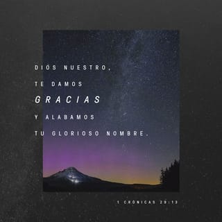1 Crónicas 29:13 - Por eso, Dios nuestro, te damos gracias
y a tu glorioso nombre tributamos alabanzas.