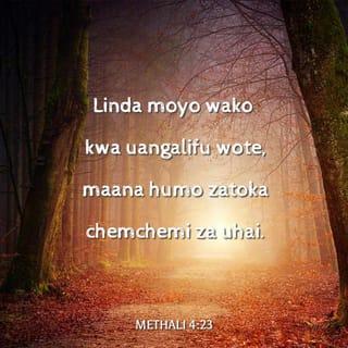 Mit 4:23 - Linda moyo wako kuliko yote uyalindayo;
Maana ndiko zitokako chemchemi za uzima.