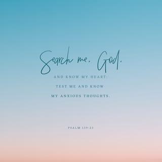 Psalms 139:23-24 - Search me, O God, and know my heart;
Try me, and know my anxieties;
And see if there is any wicked way in me,
And lead me in the way everlasting.