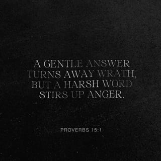 Proverbs 15:1 - A gentle answer will calm a person’s anger.
But an unkind answer will cause more anger.