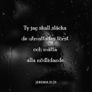 Jeremia 31:25 - Ty jag skall släcka de utmattades törst och mätta alla nödlidande.