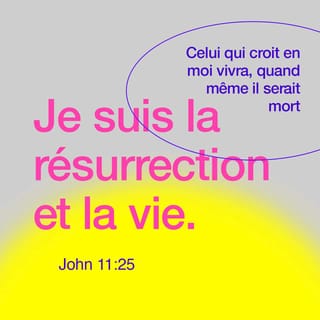 Jean 11:25 - – Moi, je suis la résurrection et la vie, lui dit Jésus. Celui qui place toute sa confiance en moi vivra, même s’il meurt.