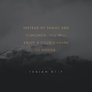 Isaiah 61:7 - Instead of your shame
you will receive a double portion,
and instead of disgrace
you will rejoice in your inheritance.
And so you will inherit a double portion in your land,
and everlasting joy will be yours.