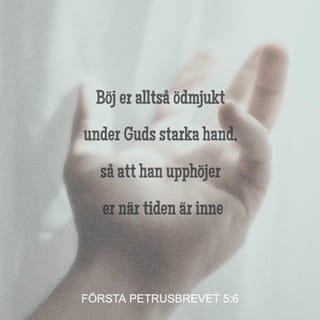 Första Petrusbrevet 5:6-7 - Böj er alltså ödmjukt under Guds starka hand, så att han upphöjer er när tiden är inne, och kasta alla era bekymmer på honom, ty han sörjer för er.