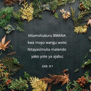Zaburi 9:1 - Nitamshukuru BWANA kwa moyo wangu wote;
Nitayasimulia matendo yako yote ya ajabu