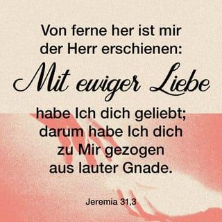 Jeremia 31:3 - Von ferne her ist mir der HERR erschienen: Mit ewiger Liebe habe ich dich geliebt; darum habe ich dich zu mir gezogen aus lauter Gnade.